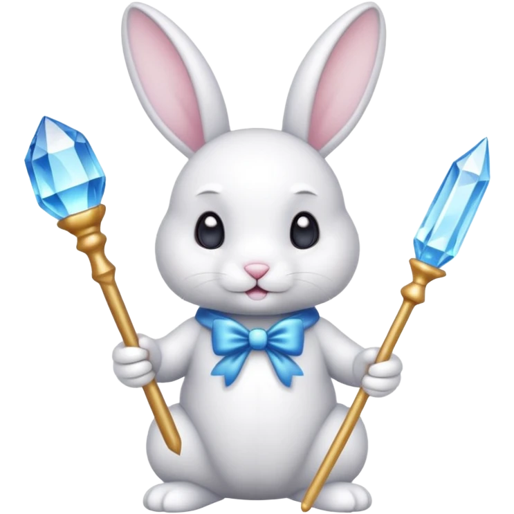 White bunny with wand and with cristals emoji