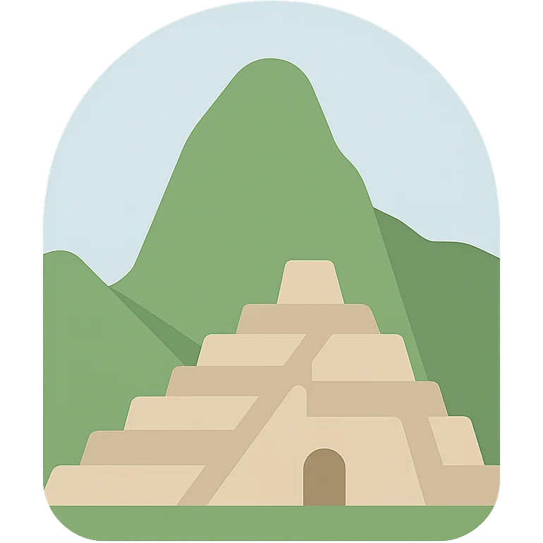 Machu Picchu logo, geometric shapes, flat color, contemporary look emoji