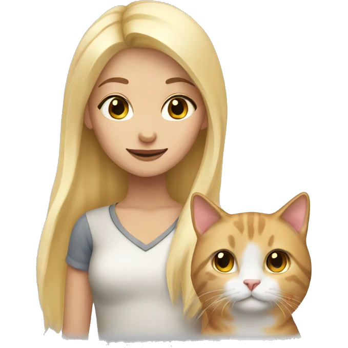 Blond girl with calico cat  emoji