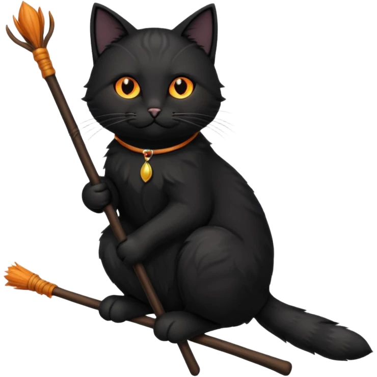 Cat on a broom stick emoji