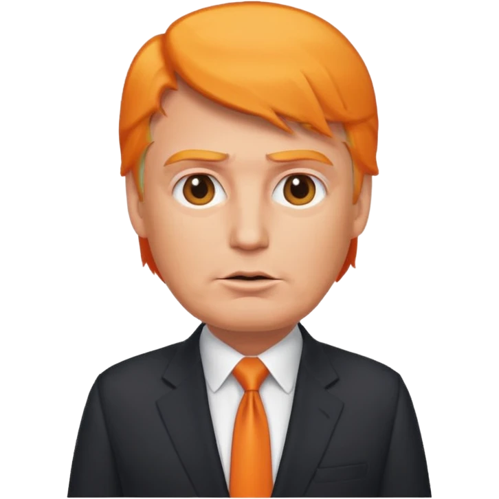 Donald Trump emoji style, simplified features, orange hair, suit, no text emoji