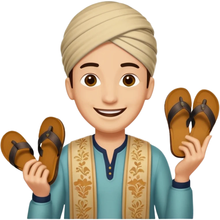 Smile, holding a chappal, emoji emoji