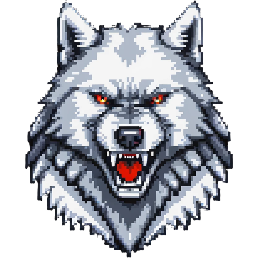 angry wolf with sharp teeth and fluffy fur emoji