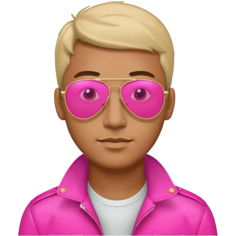 man wearing reflective neon pink aviator sunglasses emoji