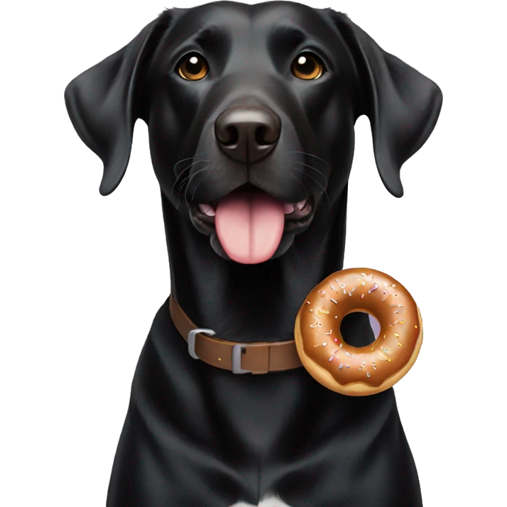 Black lab with donut in mouth emoji