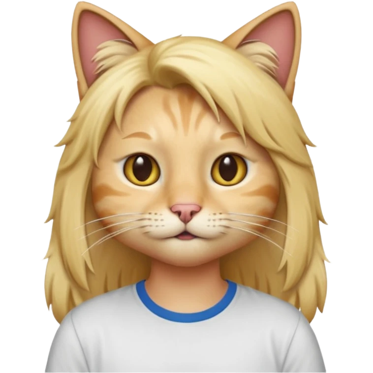 long blonde hair cat with shirt emoji