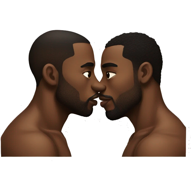 2 buff strong black men kissing emoji