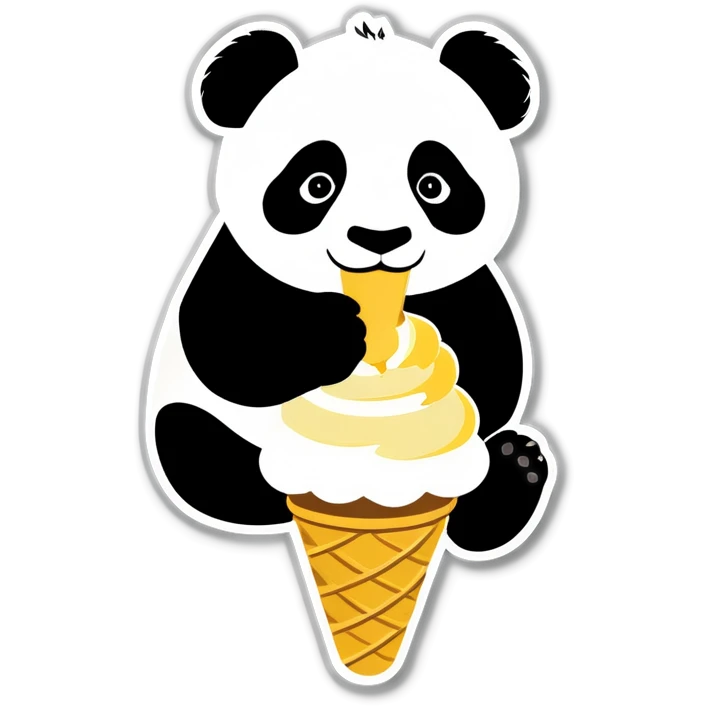 Panda eating ice cream emoji