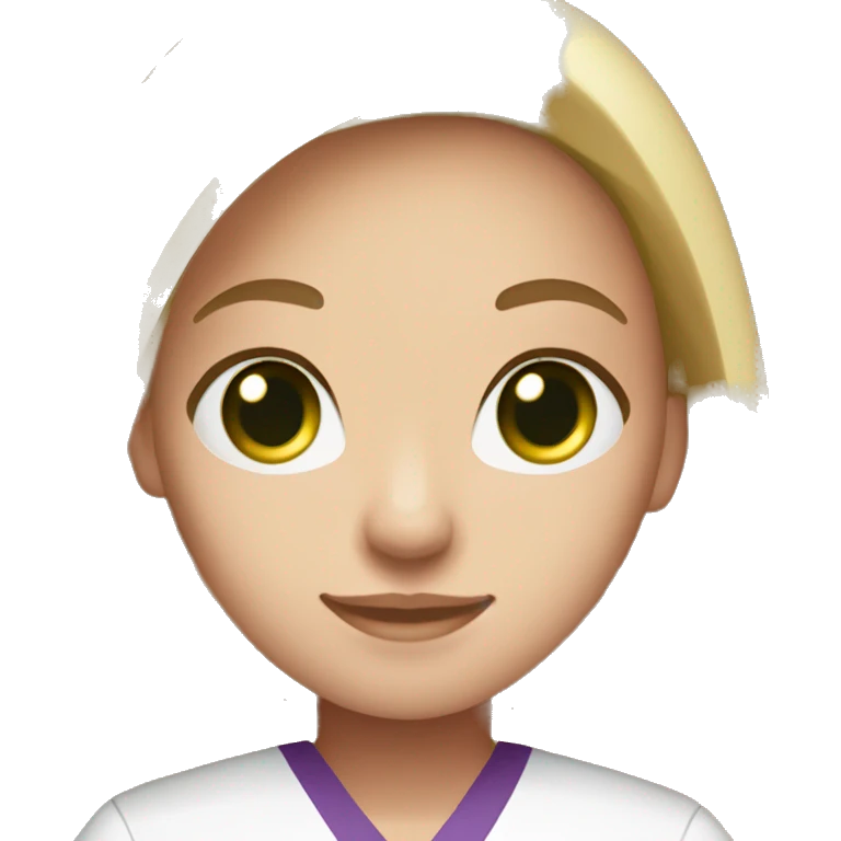 pretty nurse with long  straight blonde hair green eyes   in purple scrubs no stethoscopes emoji