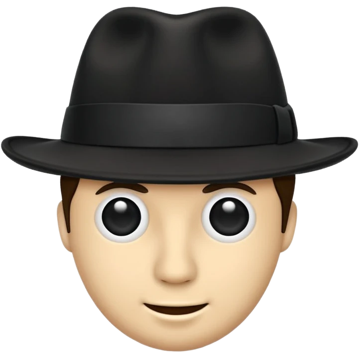 fedora, isolated, transparent background, black emoji