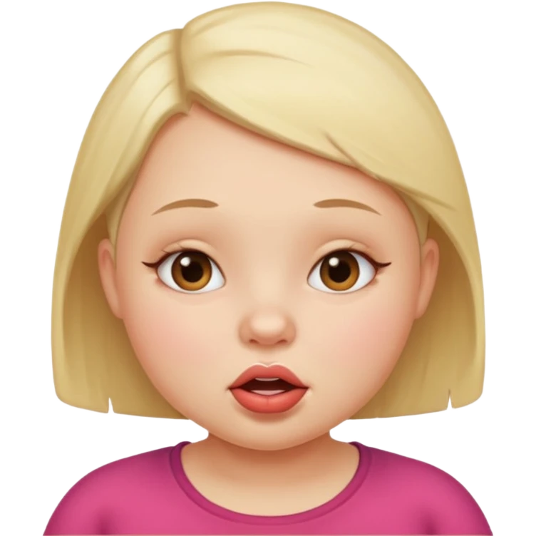 a girl face with lip bitting expressions. the face will be round and chubby. without hair emoji
