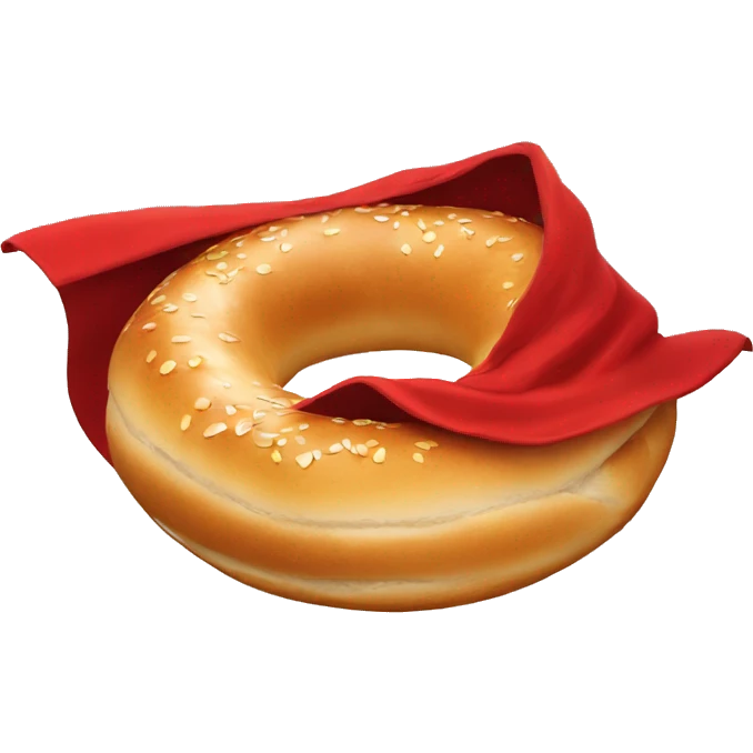bagel with a red cape flying to the right emoji