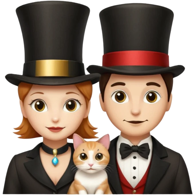 magician couple and their pet cat emoji