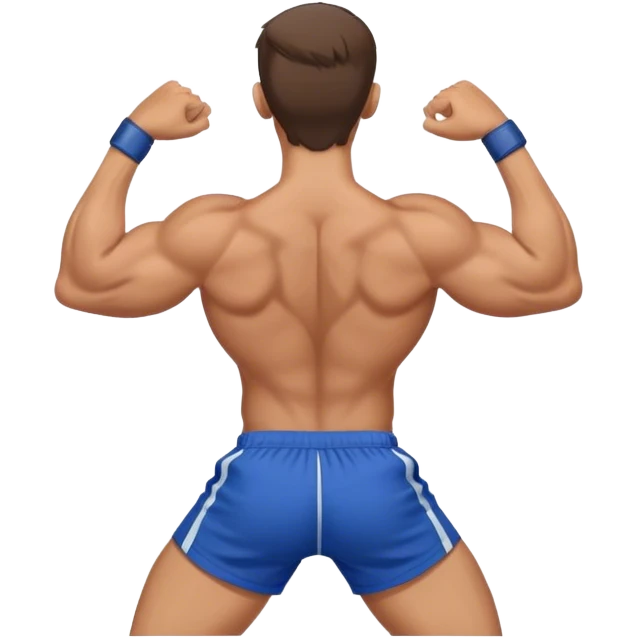 back view of buff man with blue shorts doing face-pulls exercise emoji