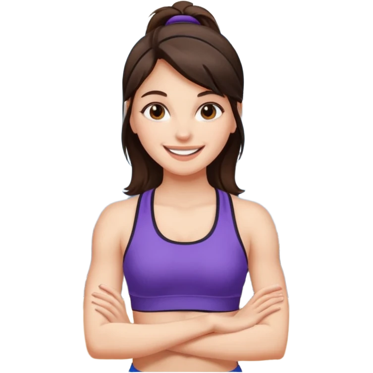 Brunette fair skin girl gym emoji