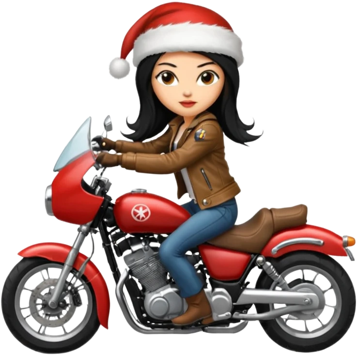 biker girl black long hair moto christmas yamaha emoji