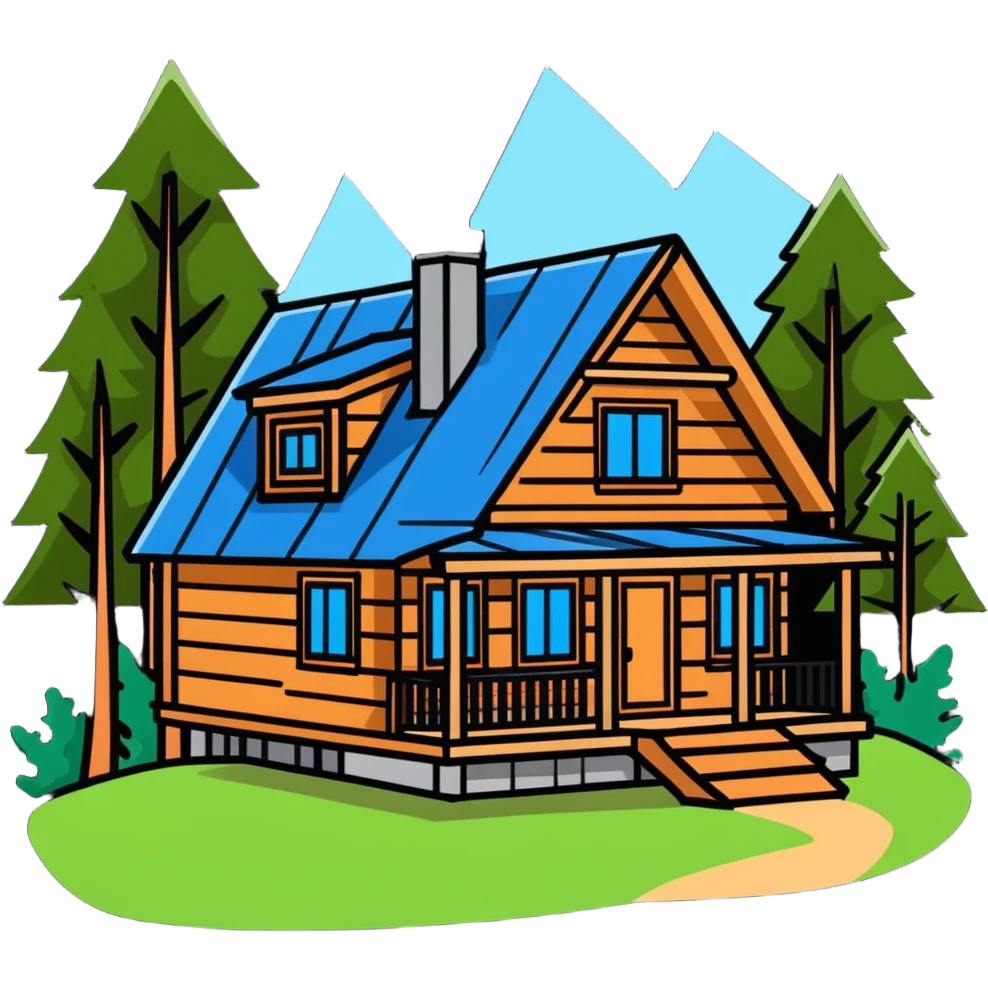 wooden cabin retreat under construction nestled in nature emoji
