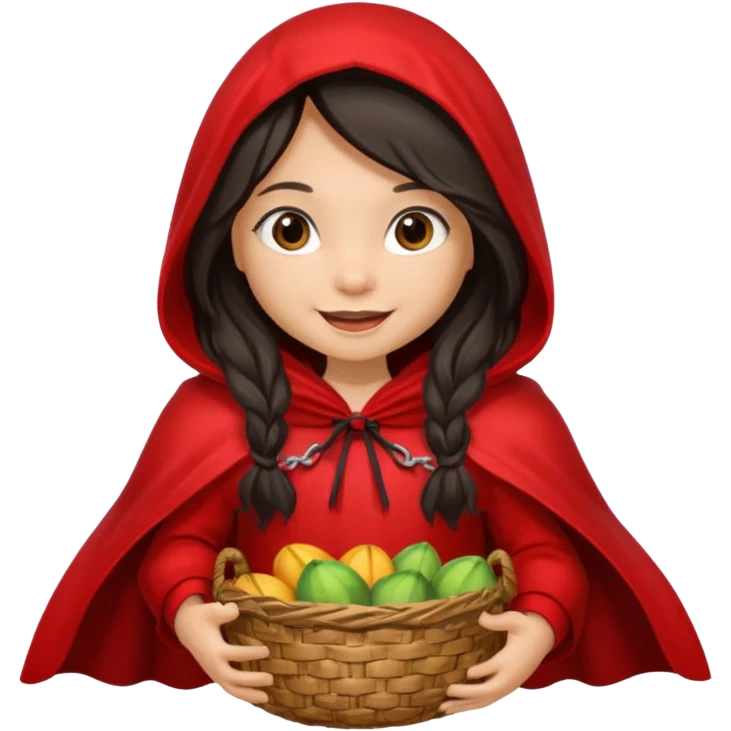 Little red riding hood light skin black with straight long wavy hair and long eyelashes  emoji
