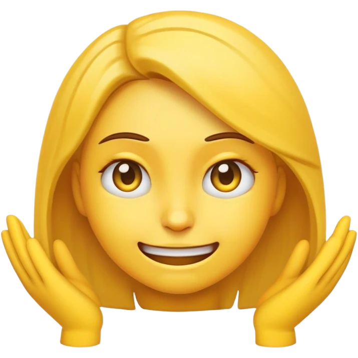 Yellow female emoji that is struggling to smile emoji