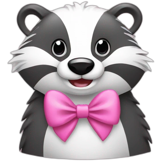 happy badger with pink bow hair emoji