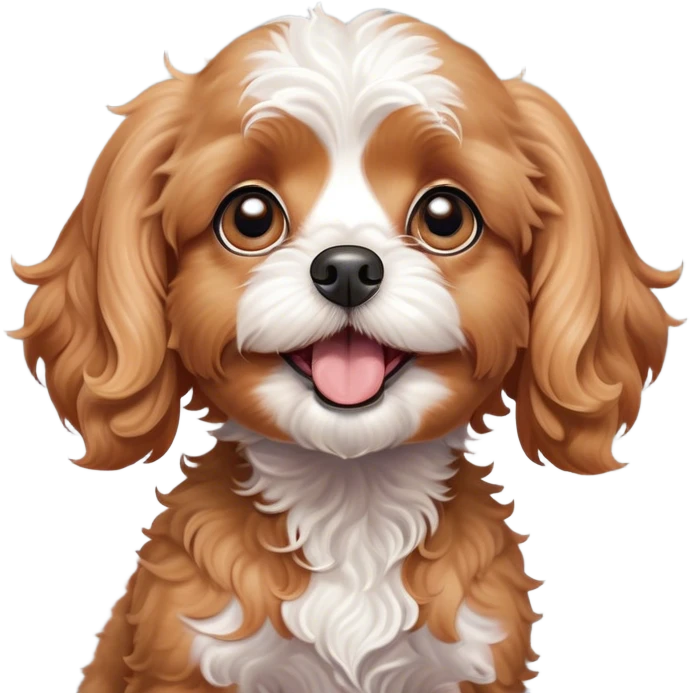 Cinematic Comical Apricot Cavoodle Portrait Emoji, Head tilted dramatically with an exaggeratedly shocked or offended expression, featuring a soft, curly apricot coat with charming white patches, wide, expressive brown eyes filled with exaggerated disbelief, Simplified yet hilariously expressive features, highly detailed, glowing with a slightly sassy glow, high shine, dramatic yet playful, stylized with an air of attitude, bright and endearing, soft glowing outline, capturing the essence of a sassy and over-the-top companion, so meme-worthy it feels like it could side-eye its way into internet fame instantly! emoji