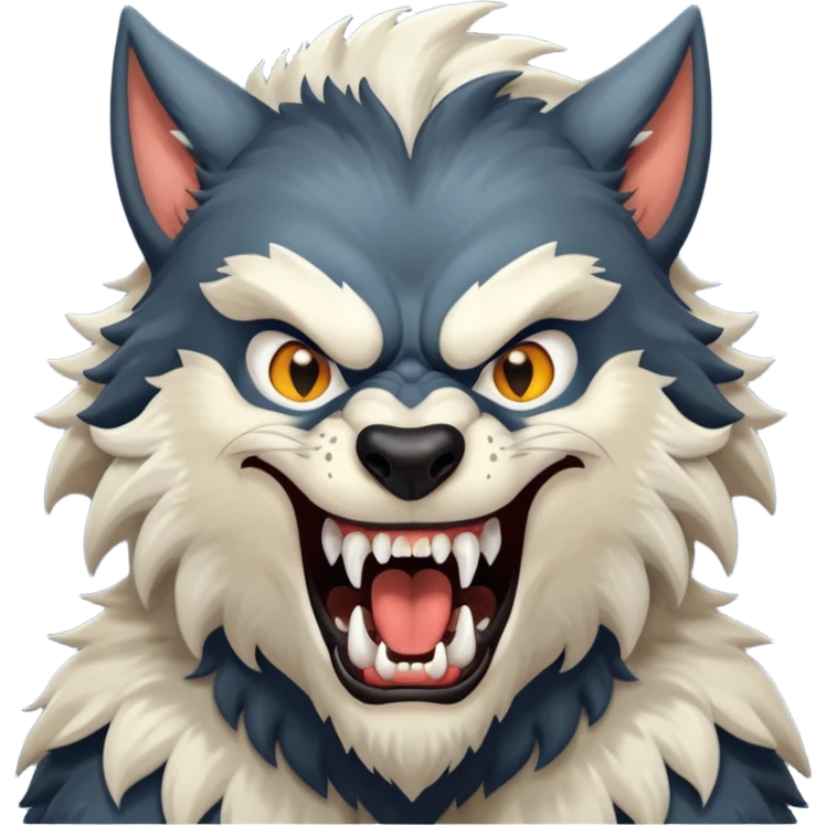 Werewolf – Furry wolf-man mid-roar emoji