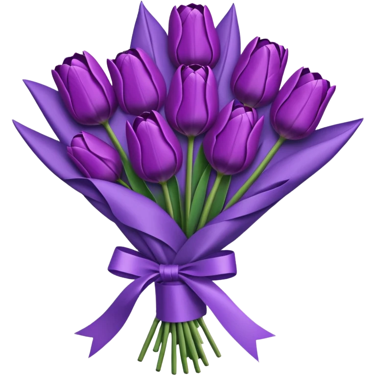 purple tulip bouquet with purple paper wrap emoji