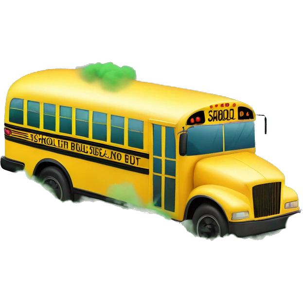 a school bus with green smoke coming out all the windows emoji