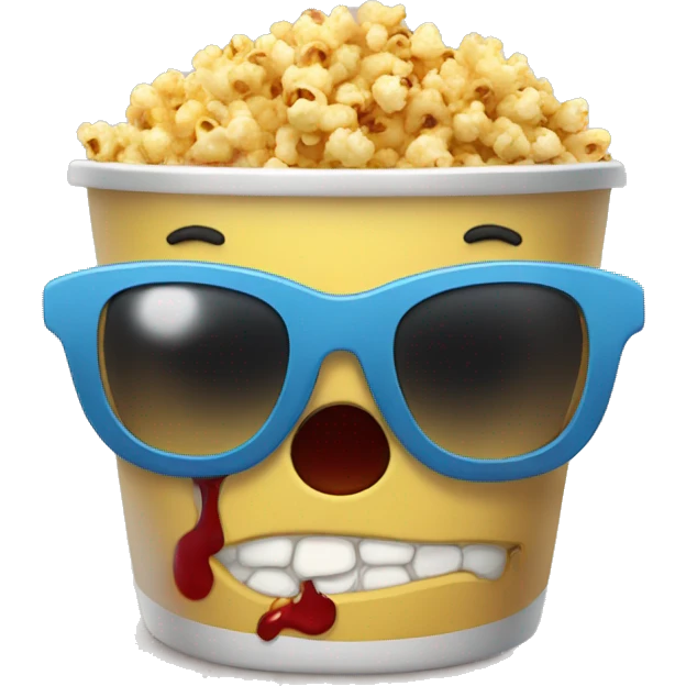 blood cry popcorn with sun glasses emoji