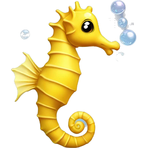 Yellow seahorse blowing bubbles emoji