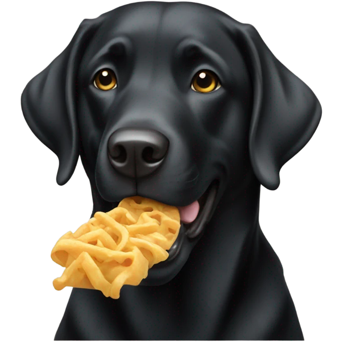 Black lab eating emoji