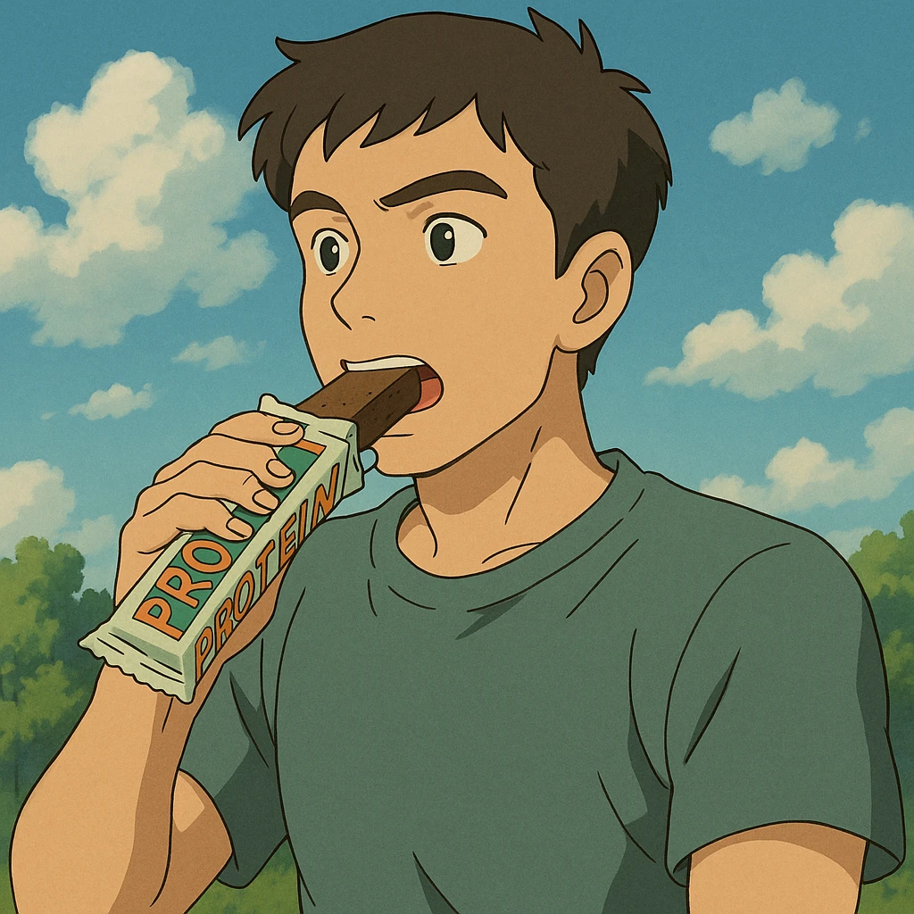 guy eating protein bar emoji