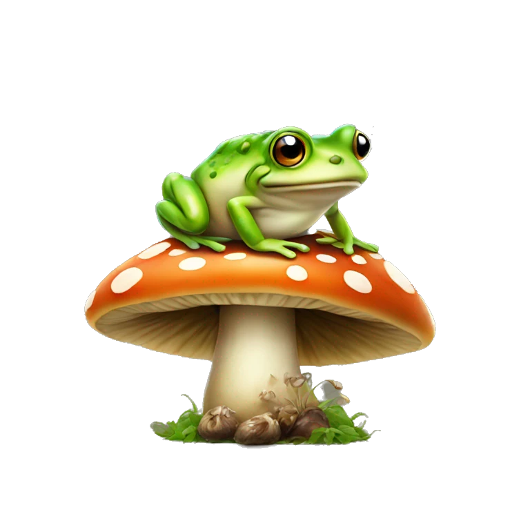 Frog on mushroom emoji
