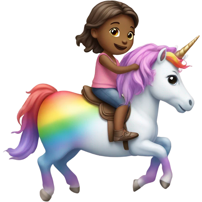 Little girl riding rainbow unicorn  emoji