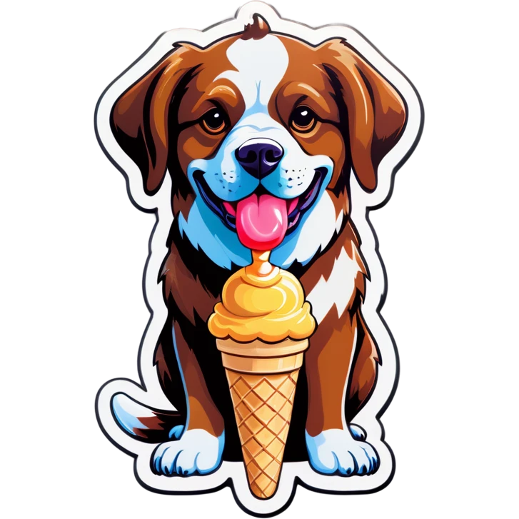 Dog wearing a ice cream cone emoji