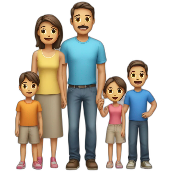 Father mother boy girl and  with four children emoji