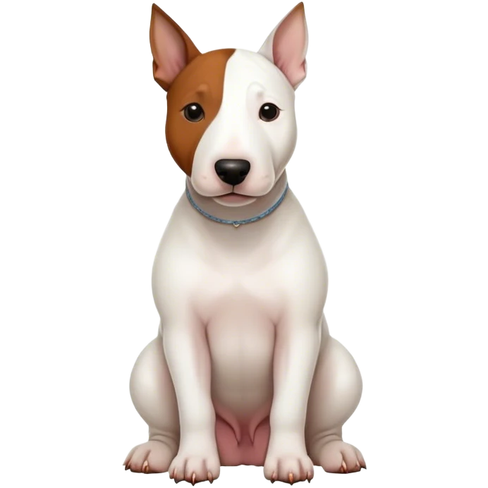 White Bull Terrior Dog With Brown Face Sitting  emoji