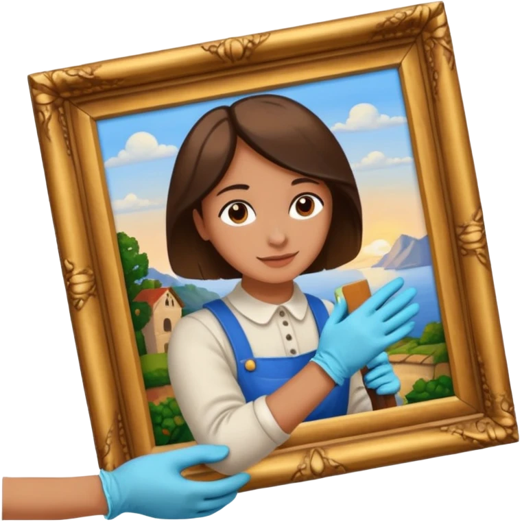 person restoring old painting. emoji