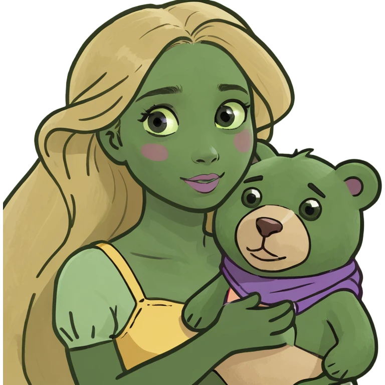 Rapunzel holding a teddy bear emoji