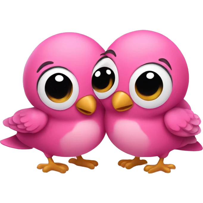Two cute pink birds are hugging each other and are forming a heart shape expressing love and affection  emoji