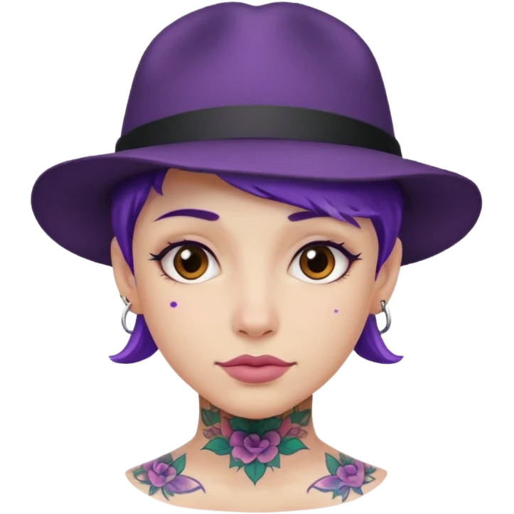 hat and purple tattoo emoji