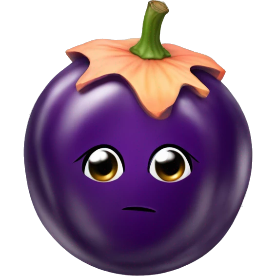 Aubergine in a wet peach emoji