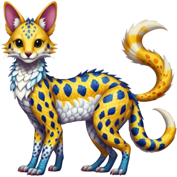 Flurry furry scaly sergal-serval-Trico-Koi-possum-sphynx-mouse-sergal-fusion-animal-hybrid-creature  emoji