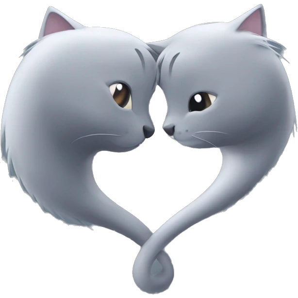 Two grey cat tail build a heart emoji