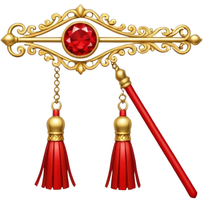Red & Gold Hairpin – Decorative stick with red tassels.



 emoji
