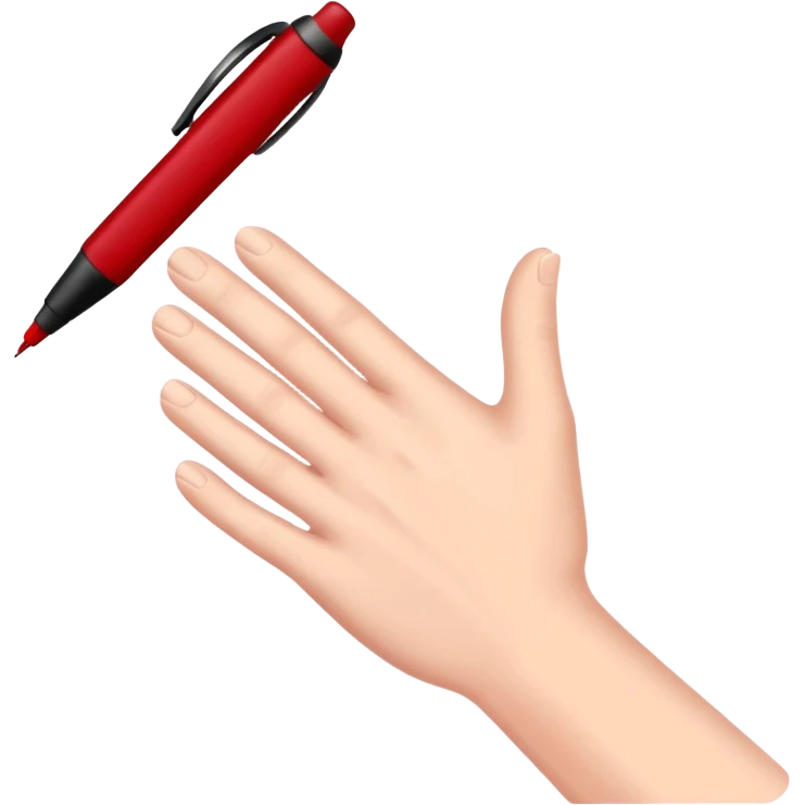 the hand writes with a dark red pen emoji