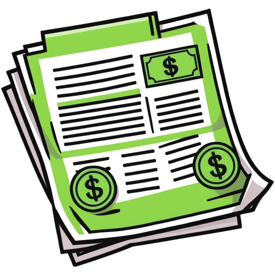 tax document with dollar signs emoji