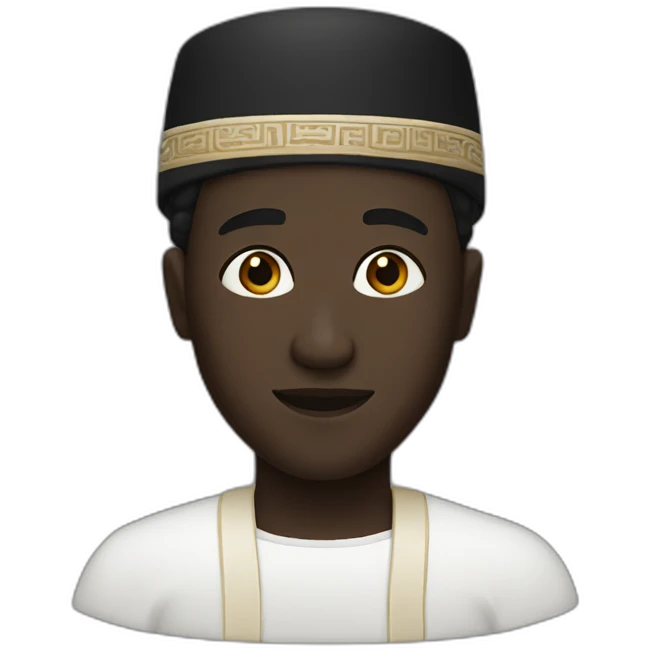 Black face wearing a kufi emoji