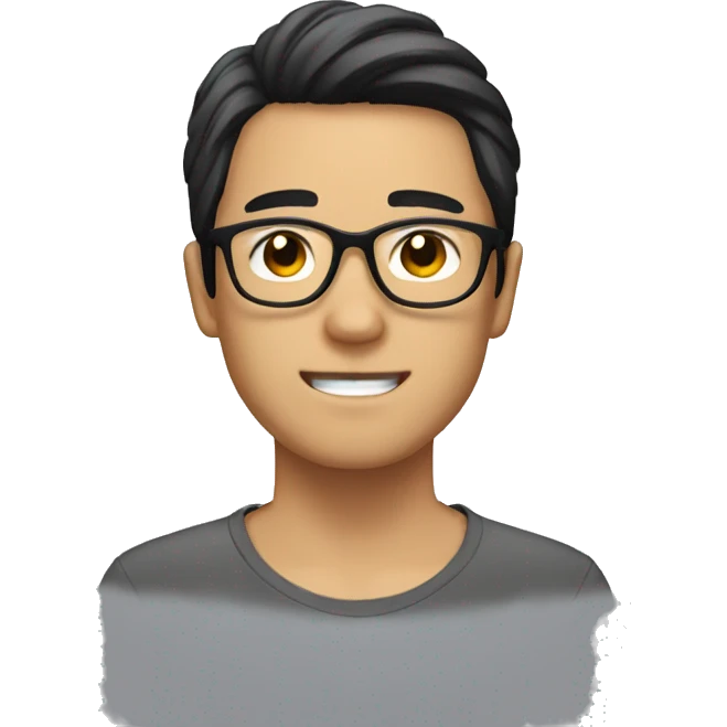 asian guy with black hairs and glasses and beard emoji