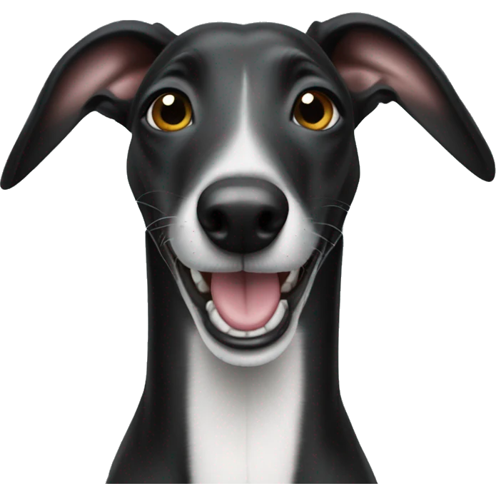 Happy black greyhound smiling with ears up emoji